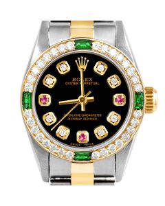 Rolex Oyster Perpetual 24mm Two Tone 6700-TT-BLK-8D3R-4EMD-OYS