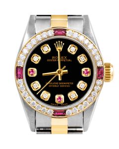 Rolex Oyster Perpetual 24mm Two Tone 6700-TT-BLK-8D3R-4RBY-OYS