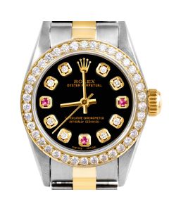 Rolex Oyster Perpetual 24mm Two Tone 6700-TT-BLK-8D3R-BDS-OYS
