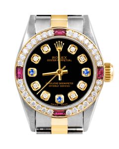 Rolex Oyster Perpetual 24mm Two Tone 6700-TT-BLK-8D3S-4RBY-OYS