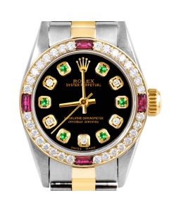 Rolex Oyster Perpetual 24mm Two Tone 6700-TT-BLK-ADE-4RBY-OYS