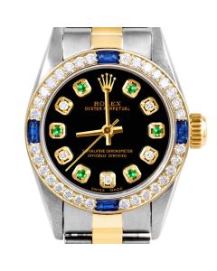 Rolex Oyster Perpetual 24mm Two Tone 6700-TT-BLK-ADE-4SPH-OYS