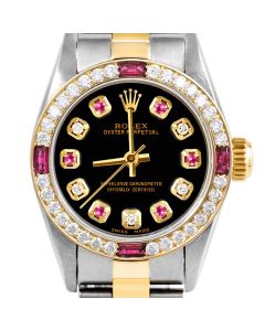 Rolex Oyster Perpetual 24mm Two Tone 6700-TT-BLK-ADR-4RBY-OYS