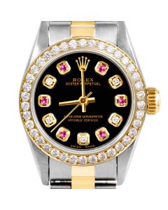 Rolex Oyster Perpetual 24mm Two Tone 6700-TT-BLK-ADR-BDS-OYS