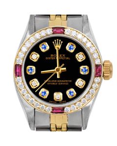 Rolex Oyster Perpetual 24mm Two Tone 6700-TT-BLK-ADS-4RBY-JBL
