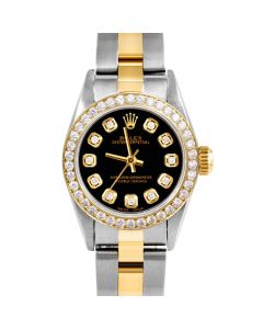 Rolex Oyster Perpetual 24 mm Two Tone 6700-TT-BLK-DIA-AM-BDS-OYS