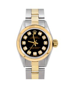 Rolex Oyster Perpetual 24mm Two Tone 6700-TT-BLK-DIA-AM-SMT-OYS-FD