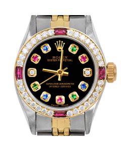 Rolex Oyster Perpetual 24mm Two Tone 6700-TT-BLK-ERDS-4RBY-JBL