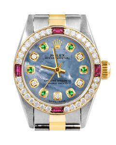 Rolex Oyster Perpetual 24mm Two Tone 6700-TT-BLMOP-ADE-4RBY-OYS
