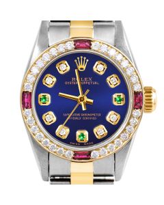 Rolex Oyster Perpetual 24mm Two Tone 6700-TT-BLU-8D3E-4RBY-OYS