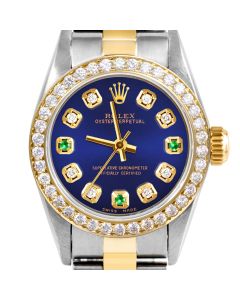 Rolex Oyster Perpetual 24mm Two Tone 6700-TT-BLU-8D3E-BDS-OYS