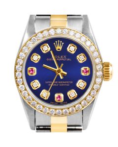 Rolex Oyster Perpetual 24mm Two Tone 6700-TT-BLU-8D3R-BDS-OYS