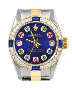 Rolex Oyster Perpetual 24mm Two Tone 6700-TT-BLU-ERDS-4SPH-OYS