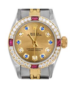 Rolex Oyster Perpetual 24mm Two Tone 6700-TT-CHM-ADS-4RBY-JBL