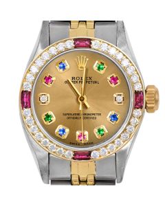Rolex Oyster Perpetual 24mm Two Tone 6700-TT-CHM-ERDS-4RBY-JBL