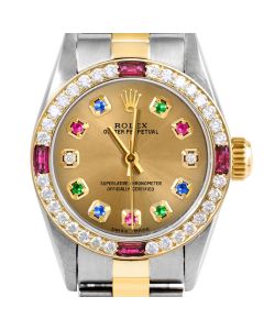 Rolex Oyster Perpetual 24mm Two Tone 6700-TT-CHM-ERDS-4RBY-OYS