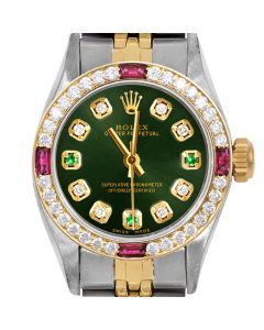 Rolex Oyster Perpetual 24mm Two Tone 6700-TT-GRN-8D3E-4RBY-JBL