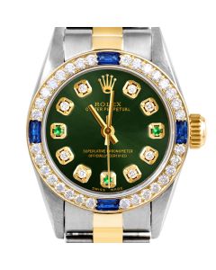 Rolex Oyster Perpetual 24mm Two Tone 6700-TT-GRN-8D3E-4SPH-OYS