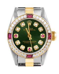 Rolex Oyster Perpetual 24mm Two Tone 6700-TT-GRN-8D3R-4RBY-OYS