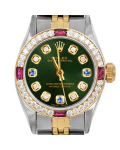Rolex Oyster Perpetual 24mm Two Tone 6700-TT-GRN-8D3S-4RBY-JBL