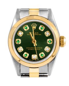 Rolex Oyster Perpetual 24mm Two Tone 6700-TT-GRN-ADE-SMT-OYS