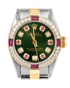 Rolex Oyster Perpetual 24mm Two Tone 6700-TT-GRN-ADR-4RBY-OYS