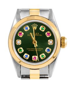 Rolex Oyster Perpetual 24mm Two Tone 6700-TT-GRN-ERDS-SMT-OYS