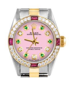 Rolex Oyster Perpetual 24mm Two Tone 6700-TT-PNK-ADE-4RBY-OYS