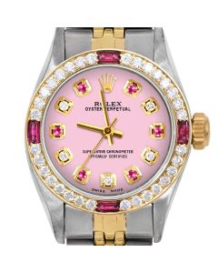 Rolex Oyster Perpetual 24mm Two Tone 6700-TT-PNK-ADR-4RBY-JBL