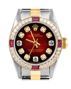 Rolex Oyster Perpetual 24mm Two Tone 6700-TT-RDV-8D3S-4RBY-OYS