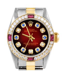 Rolex Oyster Perpetual 24mm Two Tone 6700-TT-RDV-ADS-4RBY-OYS