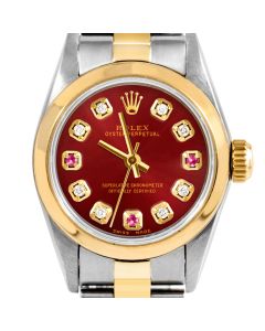 Rolex Oyster Perpetual 24mm Two Tone 6700-TT-RED-8D3R-SMT-OYS