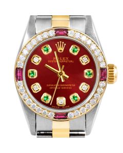 Rolex Oyster Perpetual 24mm Two Tone 6700-TT-RED-ADE-4RBY-OYS
