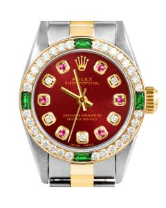 Rolex Oyster Perpetual 24mm Two Tone 6700-TT-RED-ADR-4EMD-OYS