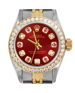 Rolex Oyster Perpetual 24mm Two Tone 6700-TT-RED-ADR-BDS-JBL
