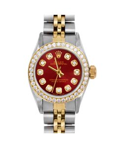 Rolex Oyster Perpetual 24mm Two Tone 6700-TT-RED-DIA-AM-BDS-JBL