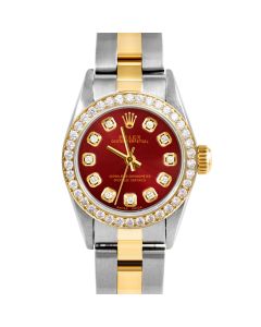 Rolex Oyster Perpetual 24 mm Two Tone 6700-TT-RED-DIA-AM-BDS-OYS