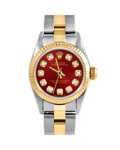 Rolex Oyster Perpetual 24 mm Two Tone 6700-TT-RED-DIA-AM-FLT-OYS