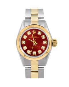 Rolex Oyster Perpetual 24mm Two Tone 6700-TT-RED-DIA-AM-SMT-OYS-FD
