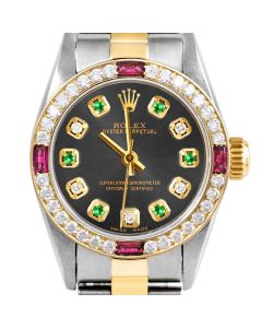 Rolex Oyster Perpetual 24mm Two Tone 6700-TT-RHO-ADE-4RBY-OYS
