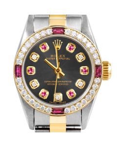 Rolex Oyster Perpetual 24mm Two Tone 6700-TT-RHO-ADR-4RBY-OYS