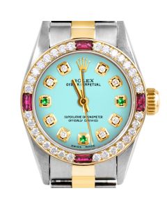Rolex Oyster Perpetual 24mm Two Tone 6700-TT-TRQ-8D3E-4RBY-OYS