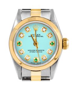Rolex Oyster Perpetual 24mm Two Tone 6700-TT-TRQ-8D3E-SMT-OYS