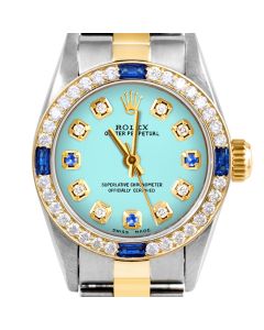 Rolex Oyster Perpetual 24mm Two Tone 6700-TT-TRQ-8D3S-4SPH-OYS