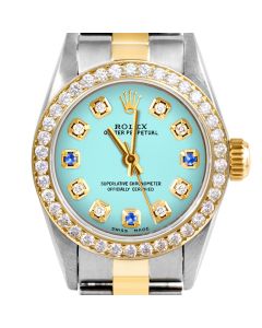Rolex Oyster Perpetual 24mm Two Tone 6700-TT-TRQ-8D3S-BDS-OYS