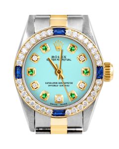 Rolex Oyster Perpetual 24mm Two Tone 6700-TT-TRQ-ADE-4SPH-OYS