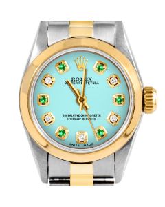 Rolex Oyster Perpetual 24mm Two Tone 6700-TT-TRQ-ADE-SMT-OYS