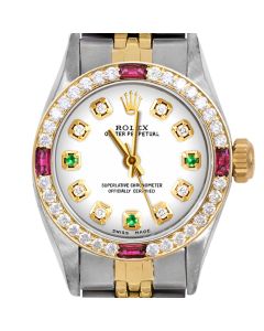 Rolex Oyster Perpetual 24mm Two Tone 6700-TT-WHT-8D3E-4RBY-JBL