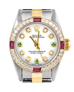 Rolex Oyster Perpetual 24mm Two Tone 6700-TT-WHT-8D3E-4RBY-OYS