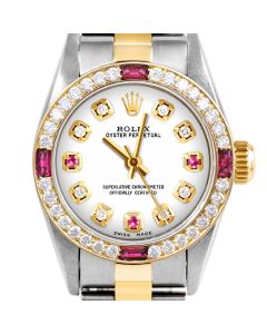 Rolex Oyster Perpetual 24mm Two Tone 6700-TT-WHT-8D3R-4RBY-OYS